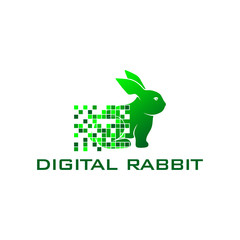 Rabbit logo, pixel icon design vector