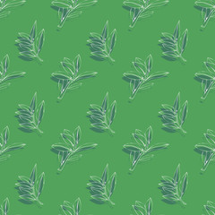 Seamless  pattern tree laurel.Image on a white and color background.
