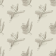 Seamless  pattern tree laurel.Image on a white and color background.