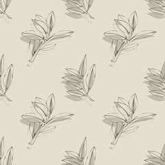 Seamless  pattern tree laurel.Image on a white and color background.
