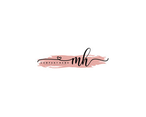 Letter MH handwrititing logo with a beautiful template