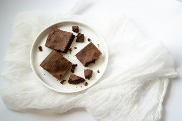 Chocolate brownie bits with place for text.