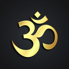 om 3d golden religious symbol