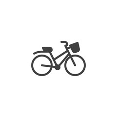 Fototapeta na wymiar Bicycle vector icon. filled flat sign for mobile concept and web design. Bike with basket glyph icon. Symbol, logo illustration. Vector graphics