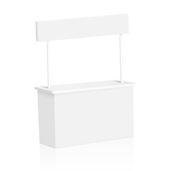 Promo counter trade stand on the white background. Mock Up. vector