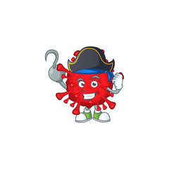 One hand Pirate cartoon design style of dangerous coronaviruses wearing a hat