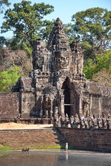Stone Gate of Angkor Thom in Cambodia