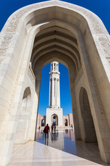 Muscat, Oman. Dec 2019: details of the Sultan Qaboos Grand Mosque. Sultanate of Oman.