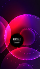 Glowing neon shiny transparent abstract geometric shapes with light effects. Techno futuristic vector abstract background For Wallpaper, Banner, Background, Card, Book Illustration, landing page