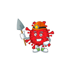Cool miner worker of dangerous coronaviruses cartoon design concept