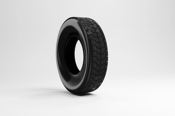 3d rendering car wheel tire on the white background