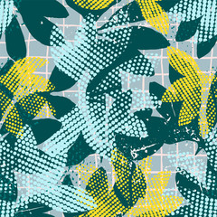 Modern abstract Jungle seamless pattern with colorful tropical Modern geometric grunge texture for cover design . Vector illustration art.