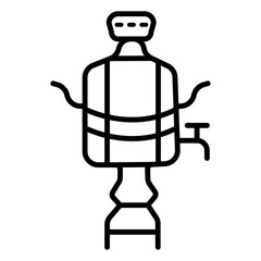 Azerbaijan tea samovar line icon. linear style sign for mobile concept and web design. Traditional Russian Samovar outline vector icon. Symbol, logo illustration. Vector graphics