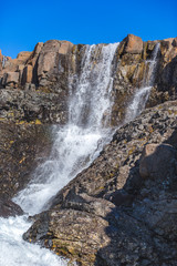 Fototapeta na wymiar Waterfall on the Putorana Plateau. Russia, Taimyr.