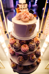 white birthday cake in focus