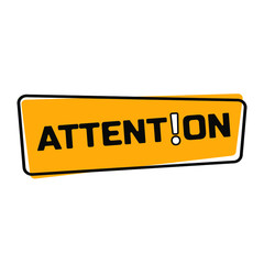 attention yellow sign. Vector icon.