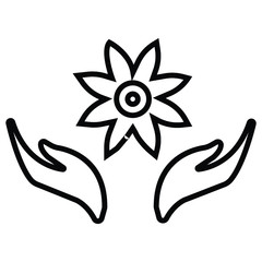 Hands care lotus. Hands holding a Lotus flower vector icon