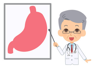 普通の胃の図解と医者