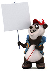Fun 3D panda backpacker cartoon character © Julien Tromeur