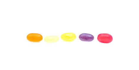 Assorted jelly beans on white bakground