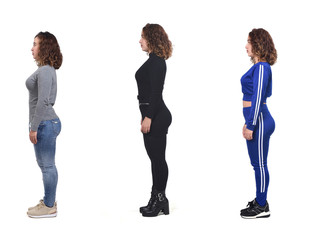 Obraz premium the same woman with casual elegant clothes and sportswear