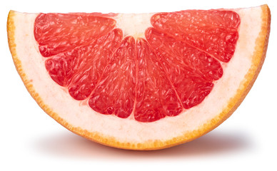 Grapefruit slice isolated on white background. Ripe fresh grapefruit clipping path.