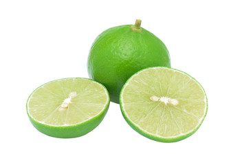 Lime Fresh  with slice isolated on white background.