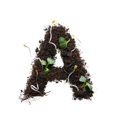 Letter of the English alphabet isolated on white background. The stencil is created using earth...