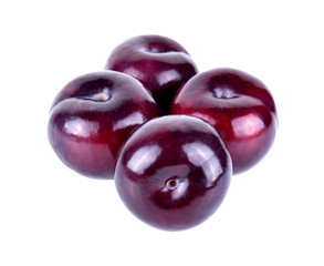 Red plum fruit isolated on white background