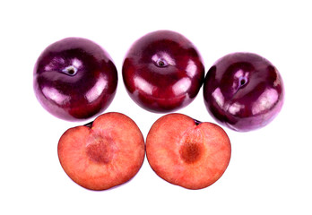 slice Red plum isolated on white background