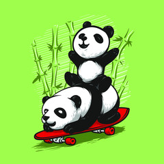 Obraz premium Funny Panda Vector Illustration