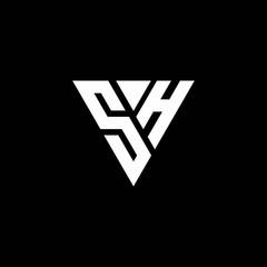 SH Logo letter monogram with triangle shape design template
