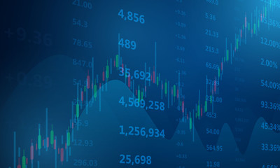 stock market, economic graph with diagrams, business and financial concepts and reports, abstract blue technology communication concept vector background
