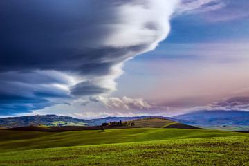 Powerful clouds over Tuscany hills