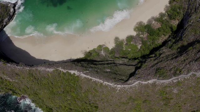 Indonesia Aerial Kelingking Beach Nusa Penida.
