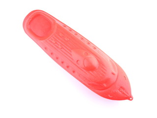 red plastic boat on a white background