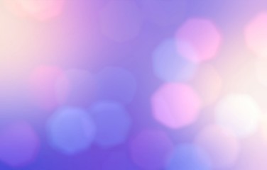 Lights pattern on lilac pink blue gradient blur background. Bokeh abstract illustration. 