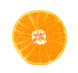  Orange fruit with slice isolated on white background.