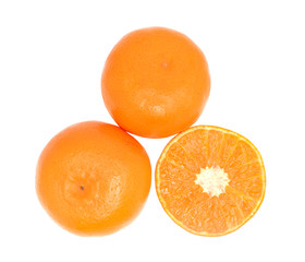 Top view Orange fruit isolated on white background.
