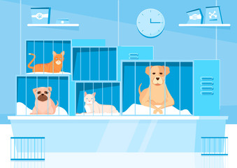 Obraz premium Animal Shelter Cages Composition