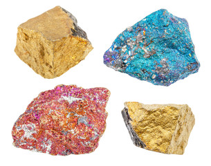 set of various Chalcopyrite rocks isolated