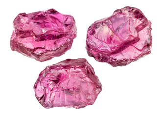 set of Rhodolite (pyrope garnet) crystals isolated