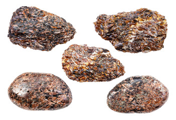 set of various titanite (sphene) rocks isolated