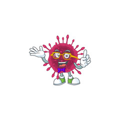 Super Funny COVID19 in nerd mascot design style