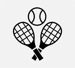 Tennis ball and racket icon vector logo design template