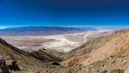 Panoramic picture over Death Valley from Dantes viewpoint in winter