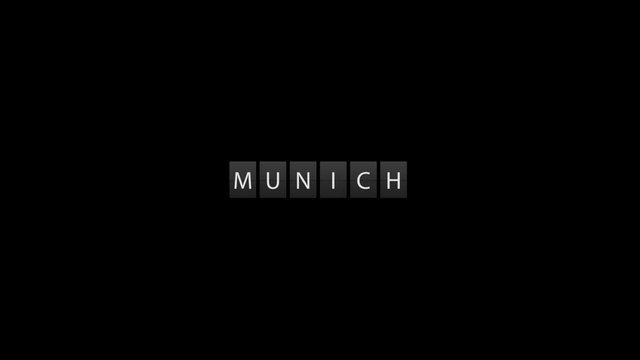 Munich word displaying on dark background