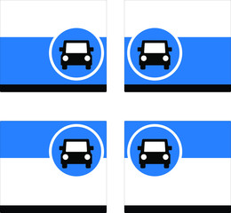 icon CAR PARKING on Blue white and black frame, use mask for safety, icon no naked light in right or left position, icon car color is black - obrazy, fototapety, plakaty