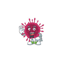 A character of COVID19 waiter working in the restaurant