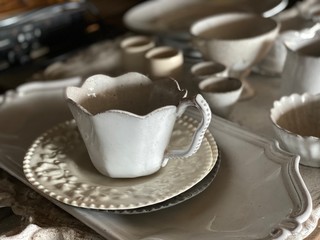 cup of coffee and cookies on wooden table